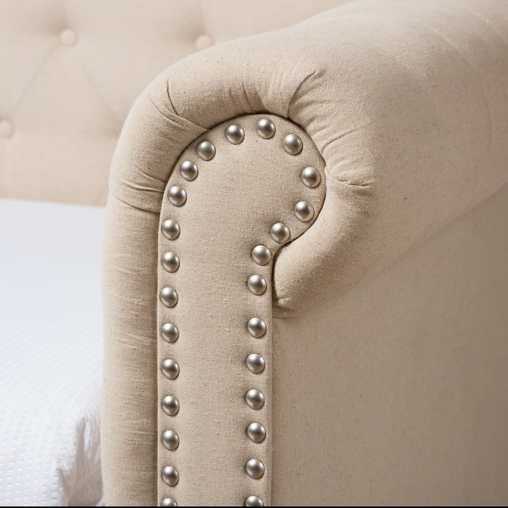 Mabelle Modern and Contemporary Beige Fabric Trundle Daybed