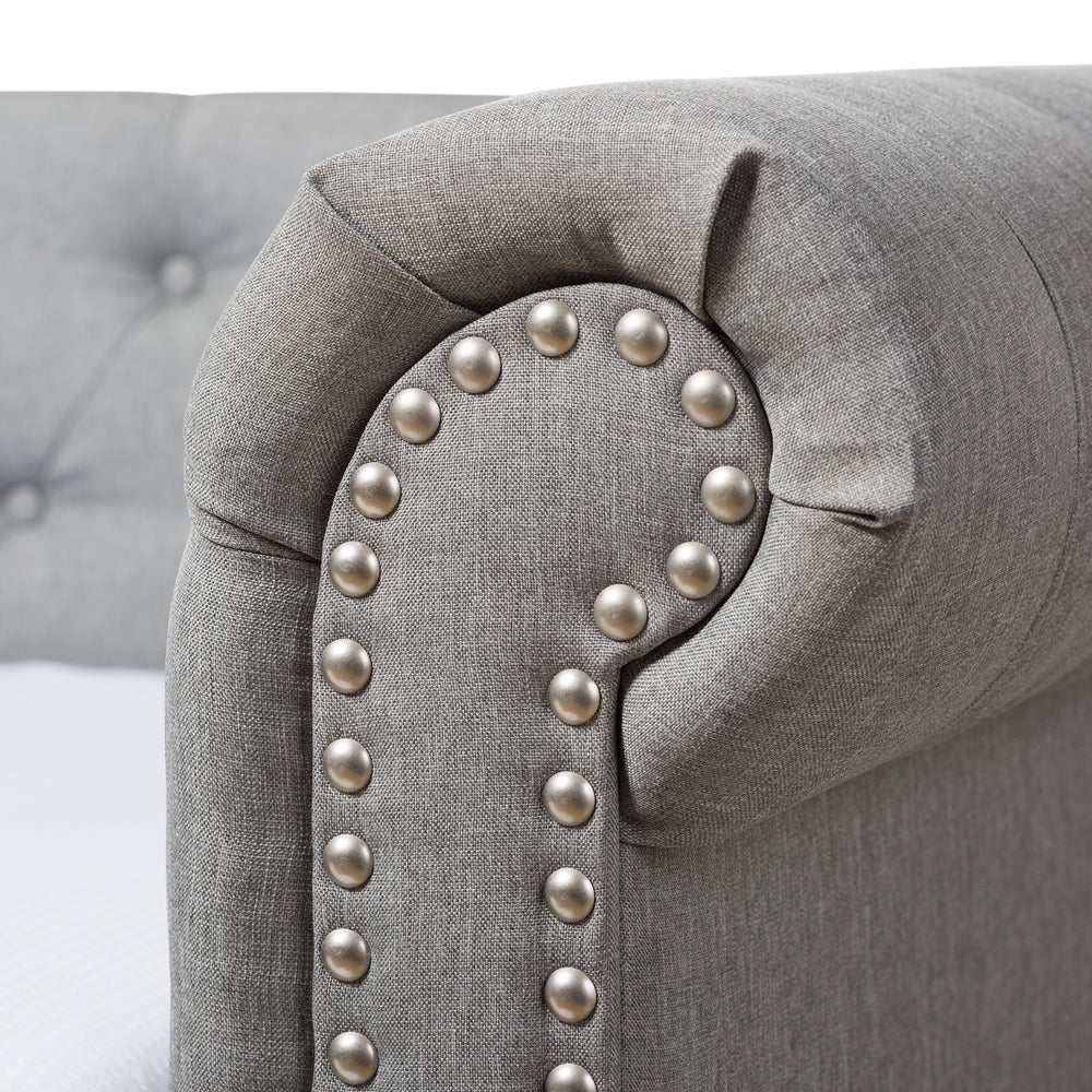 Mabelle Modern and Contemporary Grey Fabric Trundle Daybed