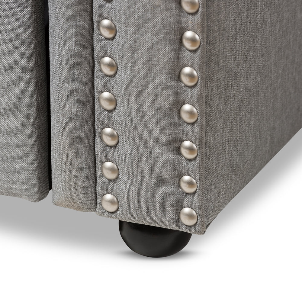 Mabelle Modern and Contemporary Grey Fabric Trundle Daybed