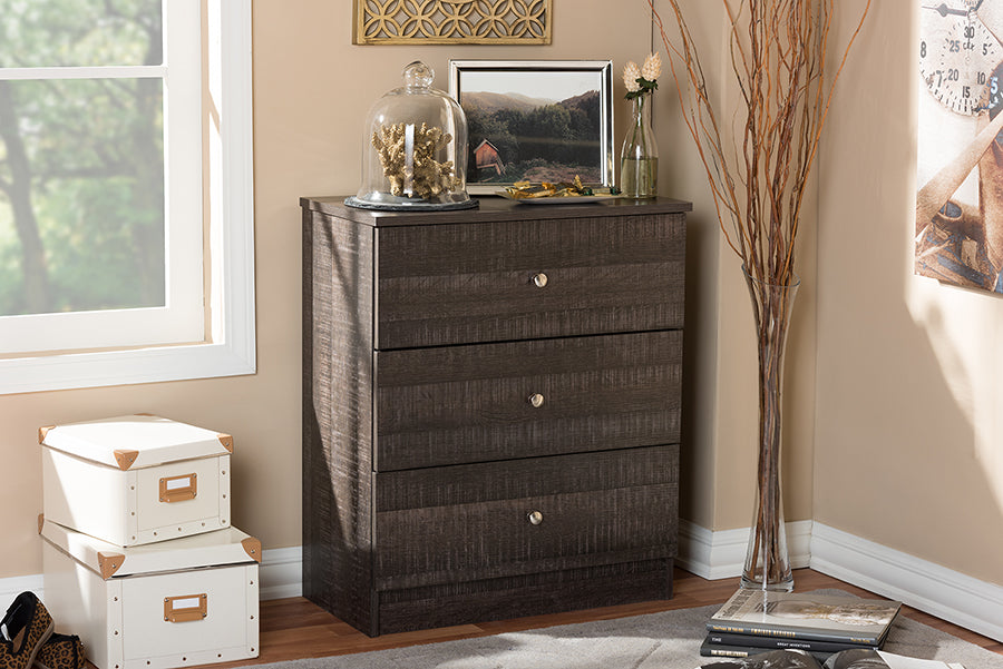 Decon Modern and Contemporary Espresso Brown Wood 3-Drawer Storage Chest