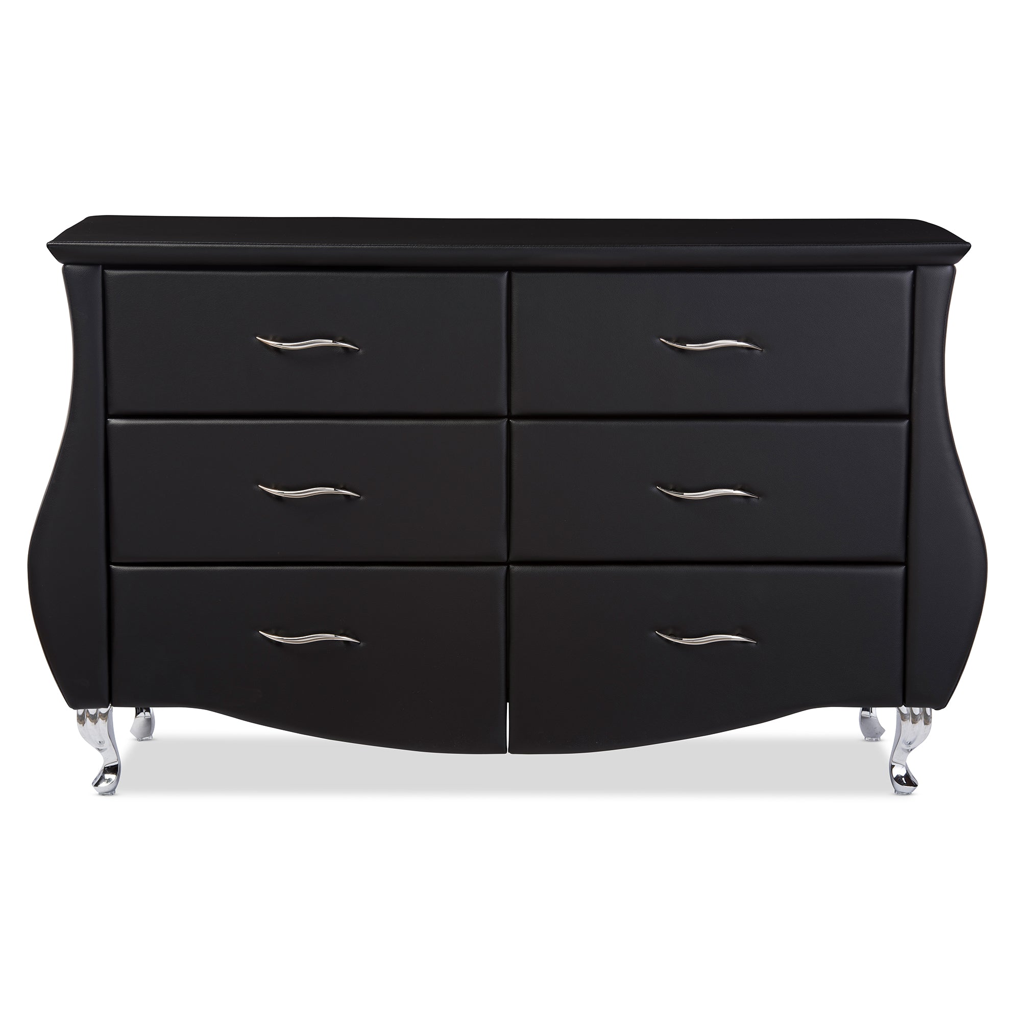 Baxton Studio Enzo Modern and Contemporary Black Faux Leather 6-Drawer Dresser
