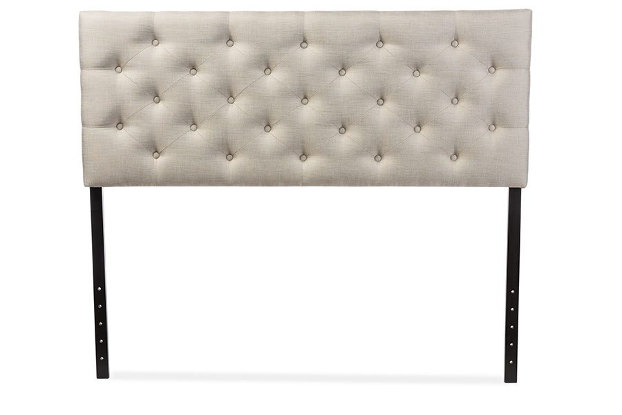 Viviana Modern and Contemporary Light Beige Fabric Upholstered Button-tufted Queen Size Headboard