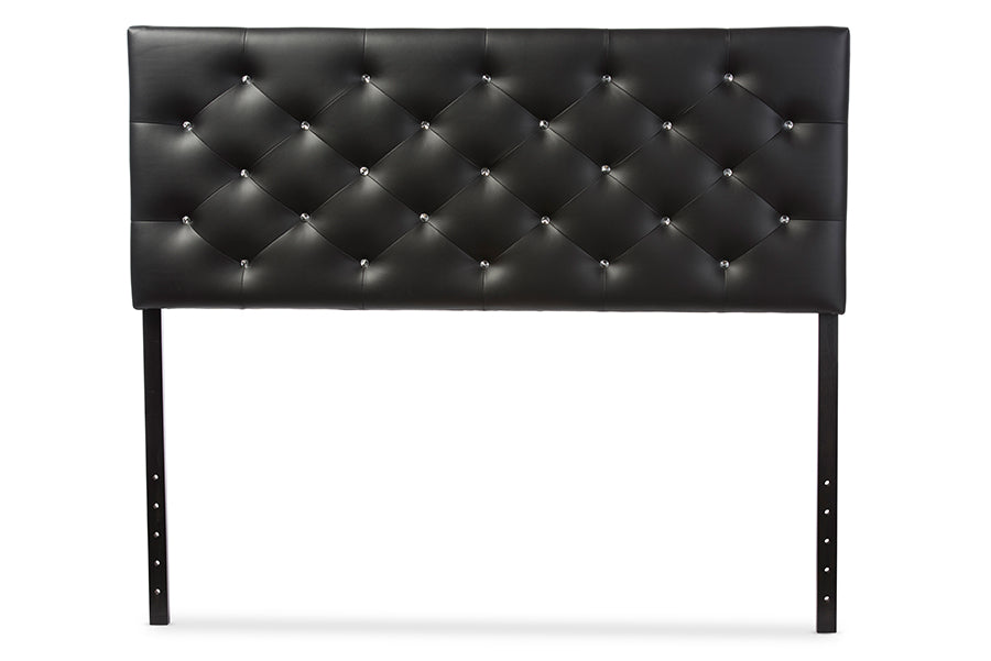 Viviana Modern and Contemporary Black Faux Leather Upholstered Button-tufted Full Size Headboard