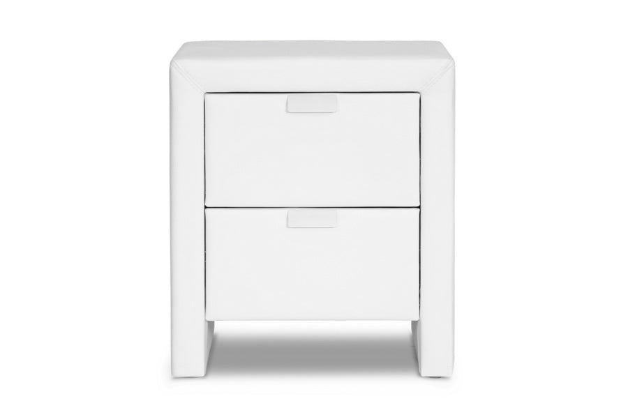 Frey White Upholstered Modern Nightstand
