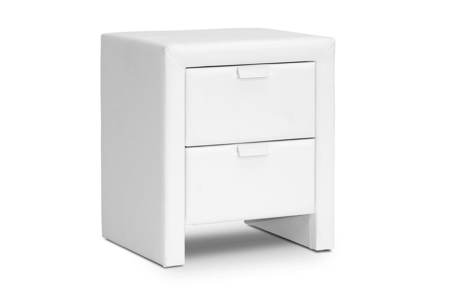 Frey White Upholstered Modern Nightstand
