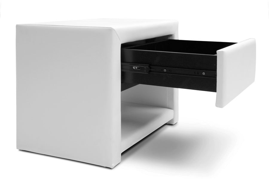 Massey White Upholstered Modern Nightstand
