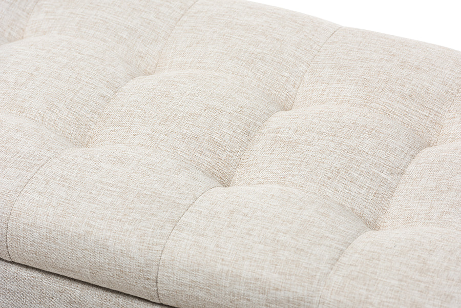 Roanoke Modern and Contemporary Beige Fabric Upholstered Storage Ottoman Bench