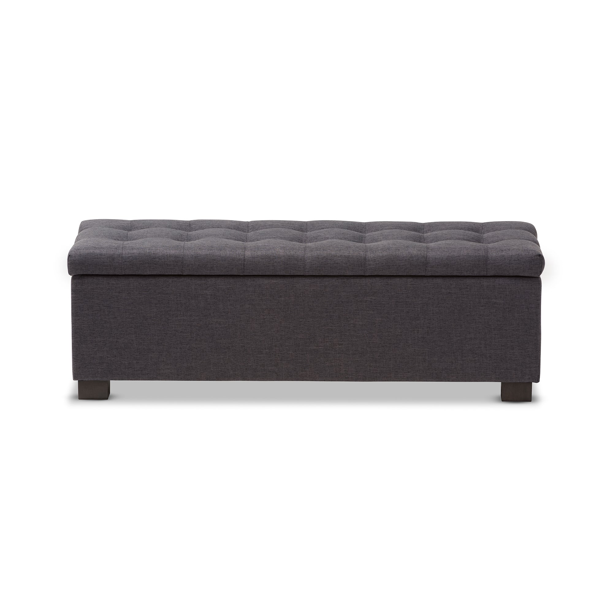 Roanoke Modern and Contemporary Dark Grey Fabric Upholstered Grid-Tufting Storage Ottoman Bench
