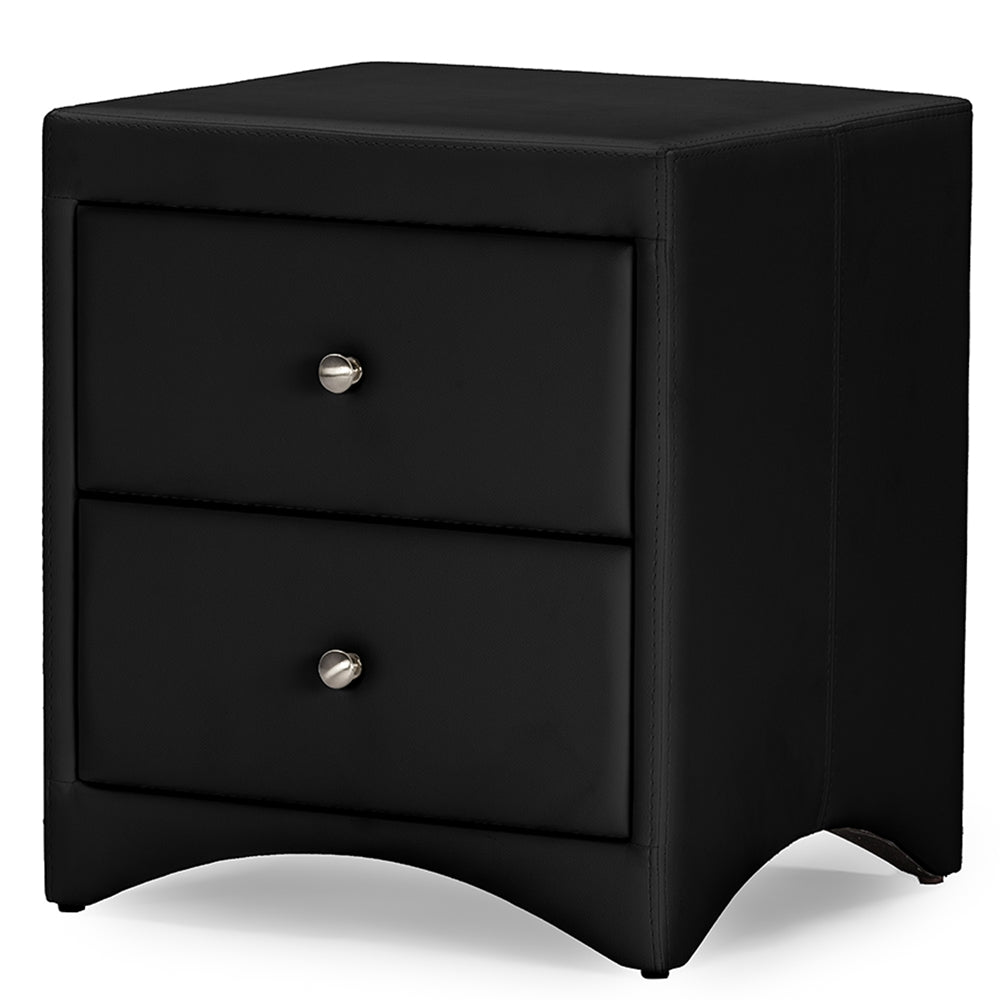 Dorian Black Faux Leather Upholstered Modern Nightstand