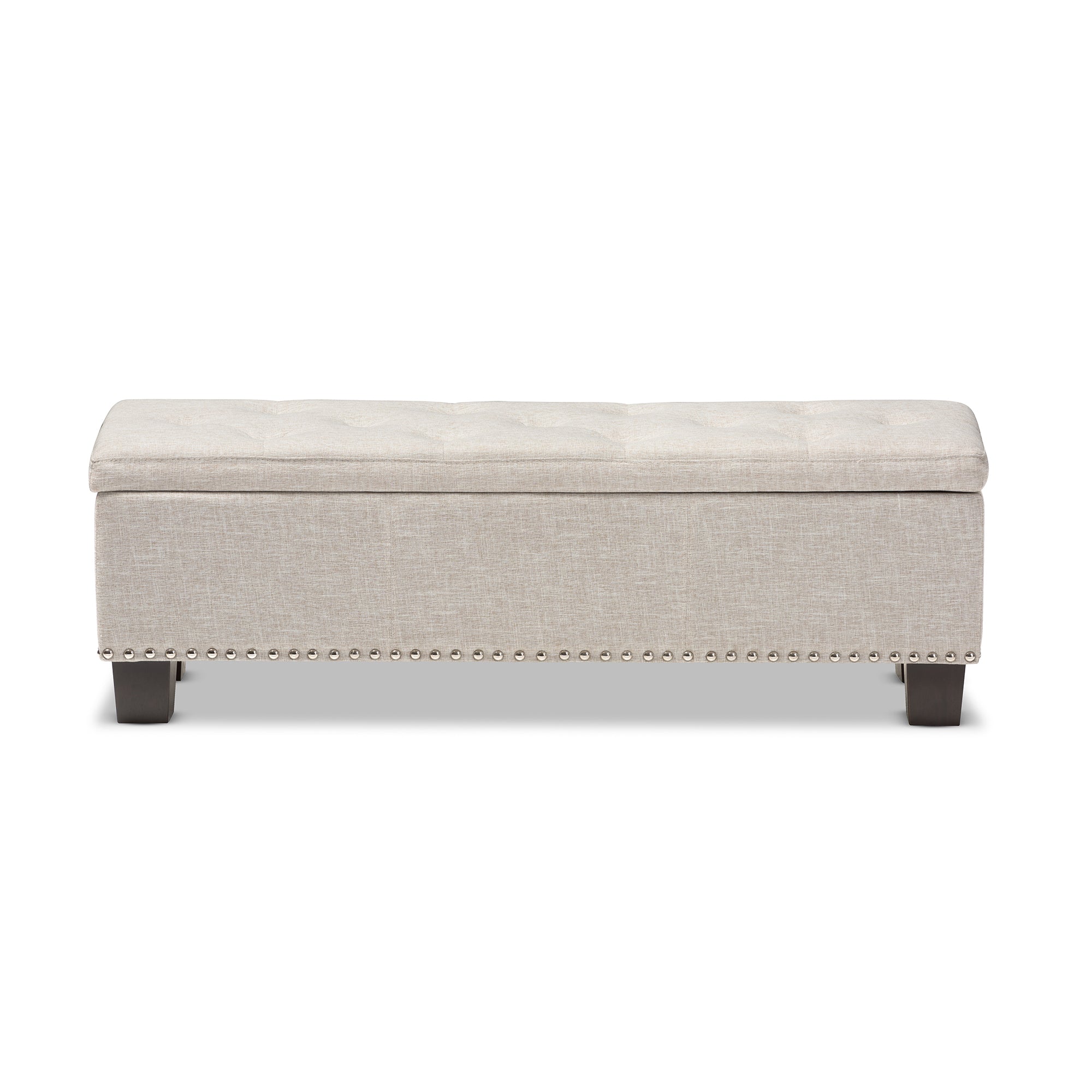 Hannah Modern and Contemporary Beige Fabric Upholstered Button-Tufting Storage Ottoman Bench
