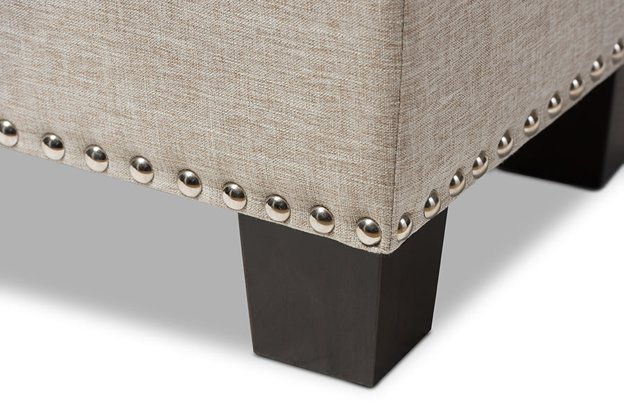 Hannah Modern and Contemporary Beige Fabric Upholstered Button-Tufting Storage Ottoman Bench