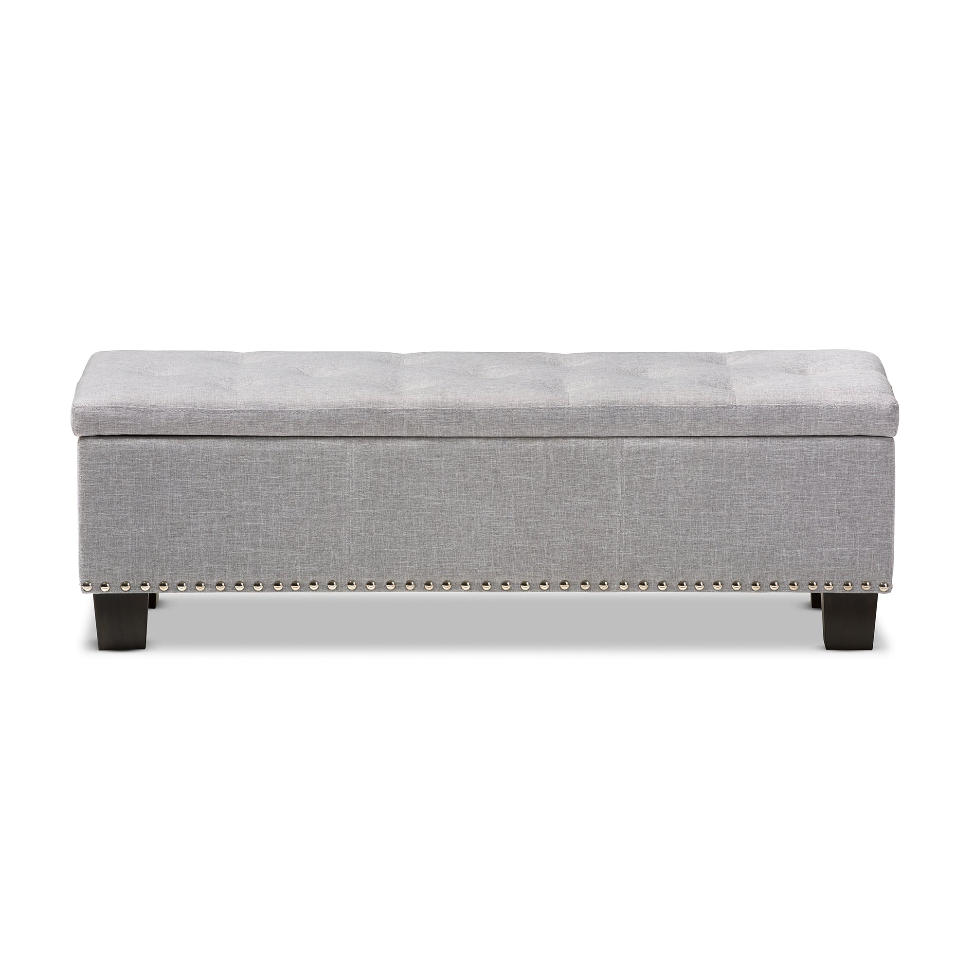 Hannah Modern and Contemporary Grayish Beige Fabric Upholstered Button-Tufting Storage Ottoman Bench