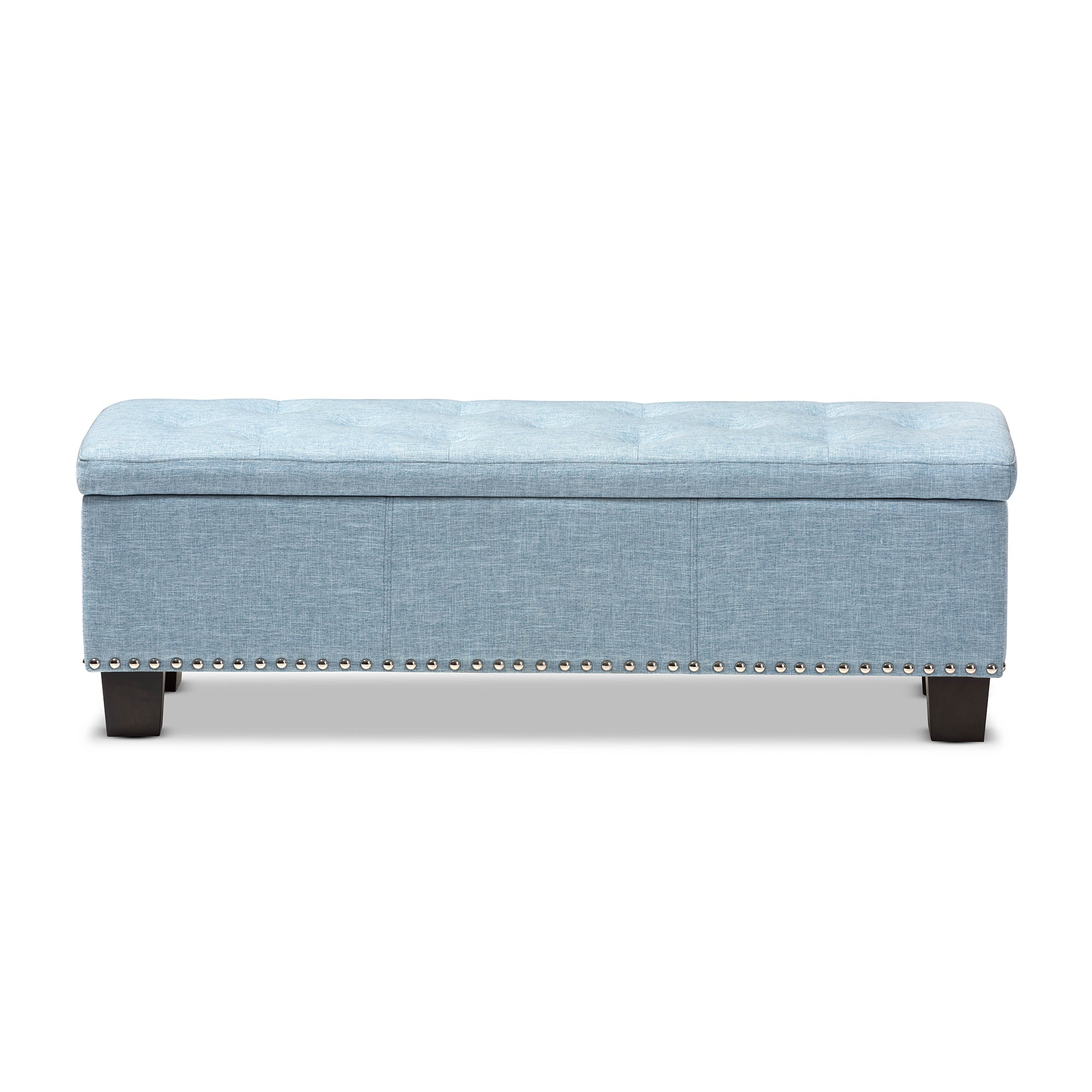 Baxton Studio Hannah Modern and Contemporary Light Blue Fabric Upholstered Button-Tufting Storage Ottoman Bench