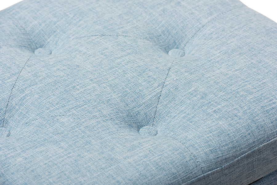 Hannah Modern and Contemporary Light Blue Fabric Upholstered Button-Tufting Storage Ottoman Bench