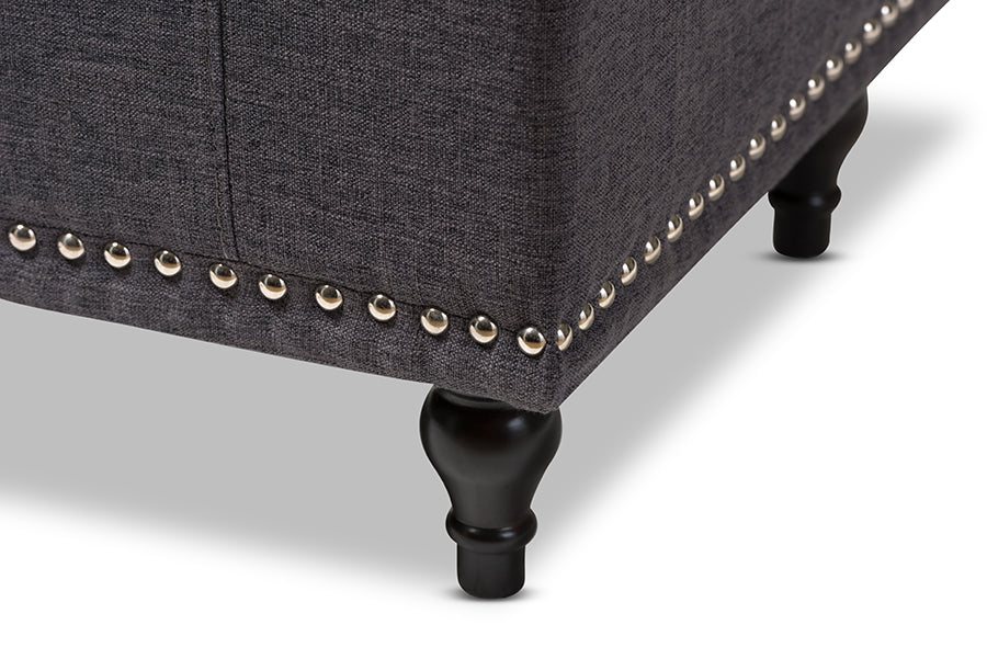 Kaylee Modern Classic Dark Grey Fabric Upholstered Button-Tufting Storage Ottoman Bench