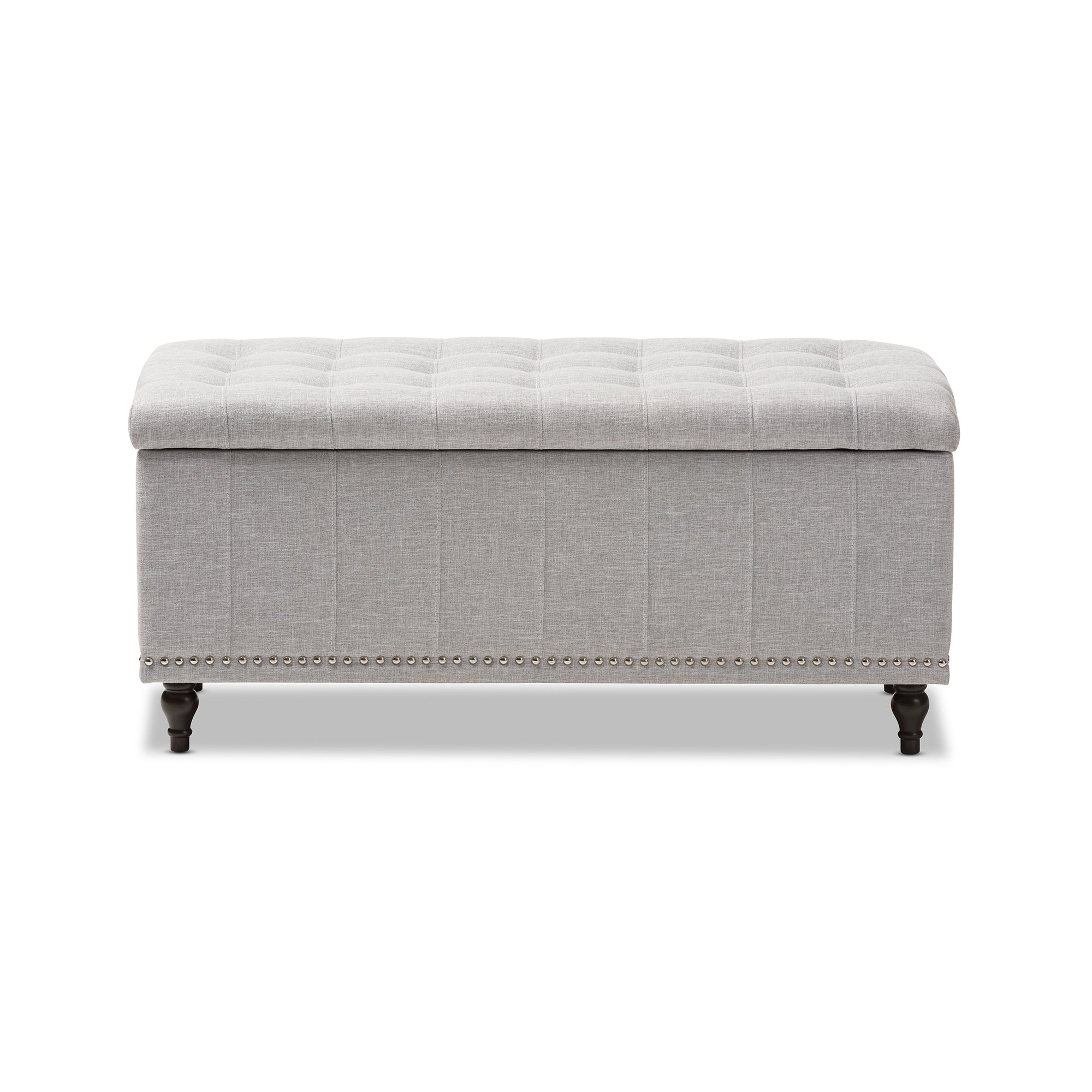 Baxton Studio Kaylee Modern Classic Grayish Beige Fabric Upholstered Button-Tufting Storage Ottoman Bench