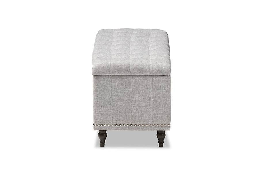 Kaylee Modern Classic Grayish Beige Fabric Upholstered Button-Tufting Storage Ottoman Bench
