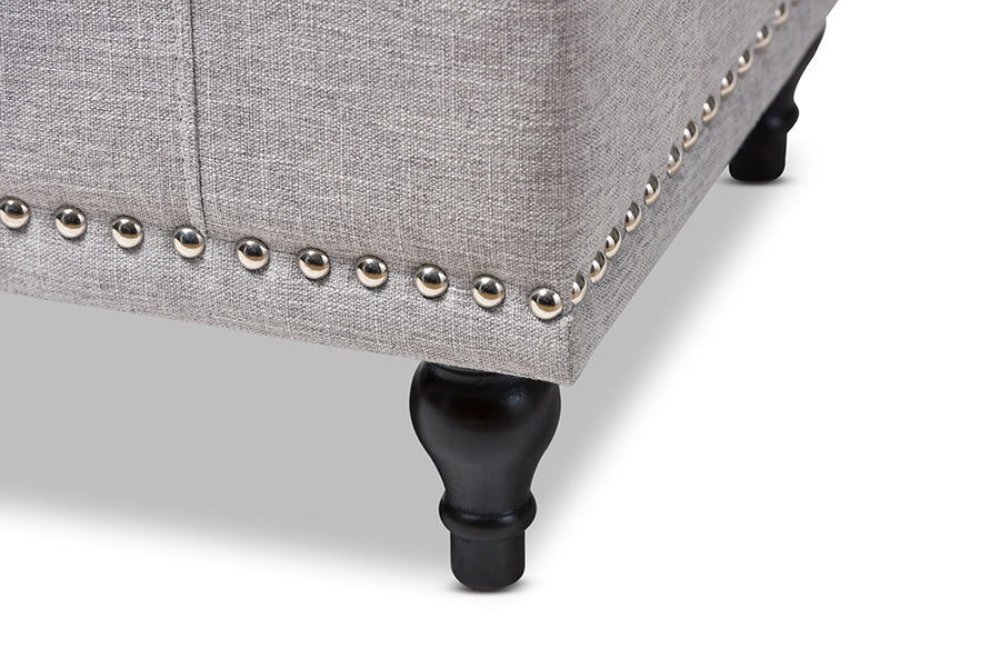 Kaylee Modern Classic Grayish Beige Fabric Upholstered Button-Tufting Storage Ottoman Bench