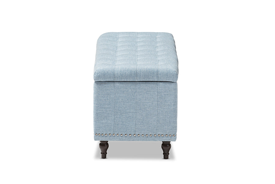 Kaylee Modern Classic Light Blue Fabric Upholstered Button-Tufting Storage Ottoman Bench
