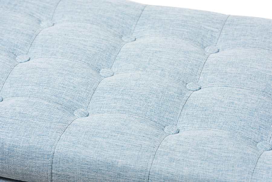 Kaylee Modern Classic Light Blue Fabric Upholstered Button-Tufting Storage Ottoman Bench