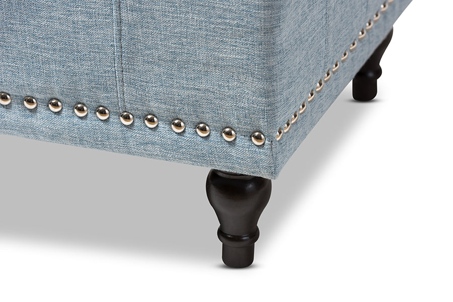 Kaylee Modern Classic Light Blue Fabric Upholstered Button-Tufting Storage Ottoman Bench