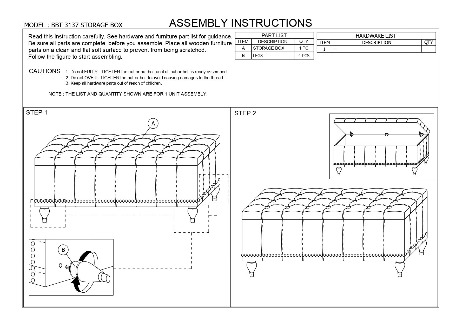 Baxton Studio Kaylee Modern Classic Light Blue Fabric Upholstered Button-Tufting Storage Ottoman Bench