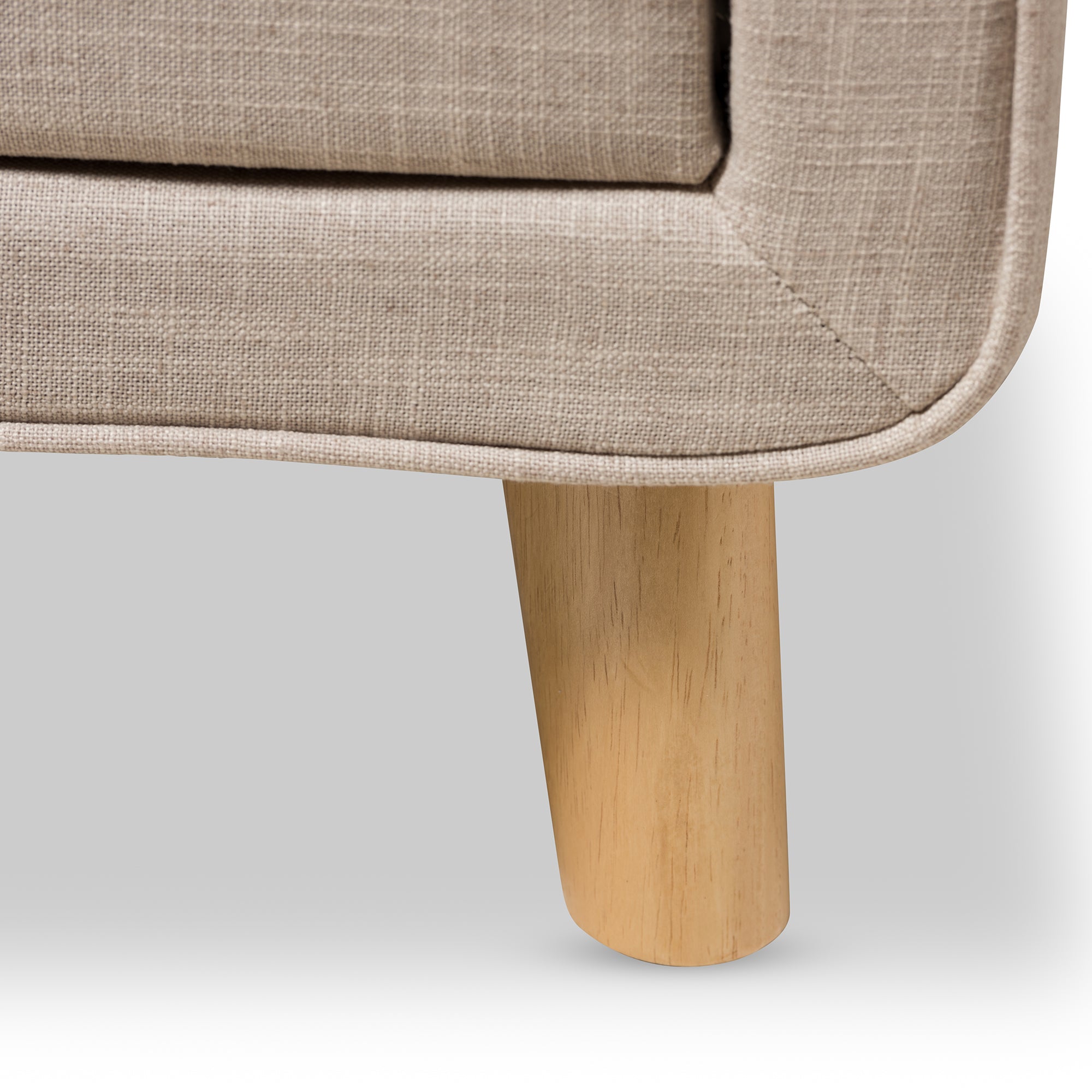 Jonesy Mid-Century Beige Linen Upholstered 2-Drawer Nightstand