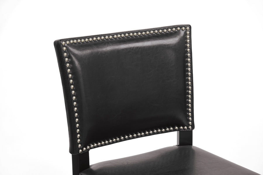 Aries Black Modern Bar Stool with Nail Head Trim (Set of 2)
