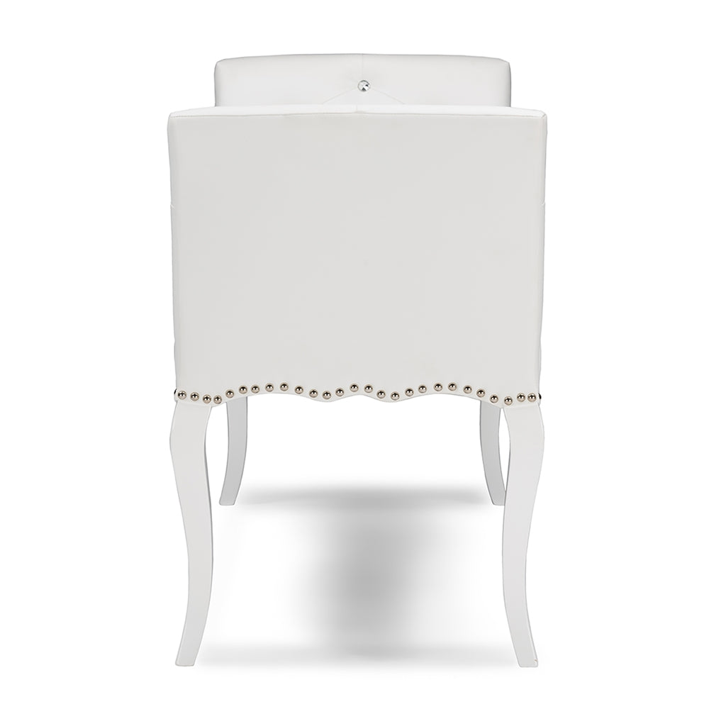 Kristy Modern and Contemporary White Faux Leather Classic Seating Bench