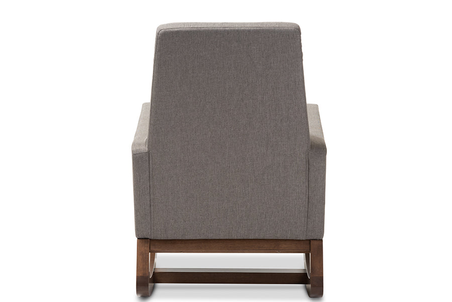 Yashiya Mid-century Retro Modern Grey Fabric Upholstered Rocking Chair