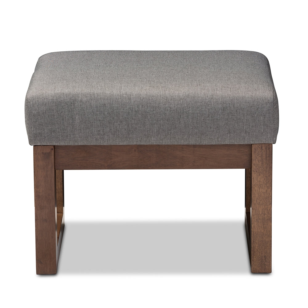Yashiya Mid-century Retro Modern Grey Fabric Upholstered Ottoman Stool