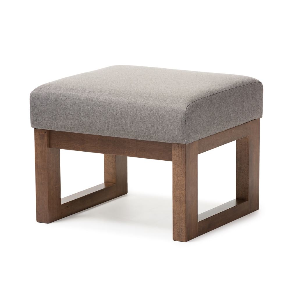 Yashiya Mid-century Retro Modern Grey Fabric Upholstered Ottoman Stool