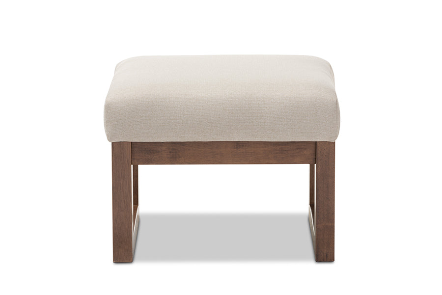 Baxton Studio Yashiya Mid-century Retro Modern Light Beige Fabric Upholstered Ottoman Stool