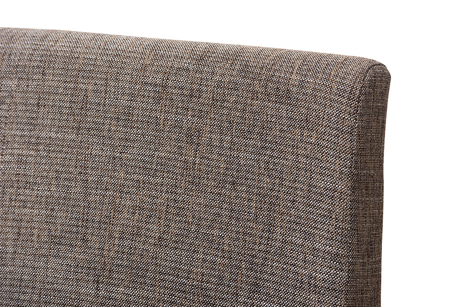 Nexus Mid-Century Modern Walnut Wood Finishing and Gravel Fabric Upholstered Dining Side Chair (Set of 2)