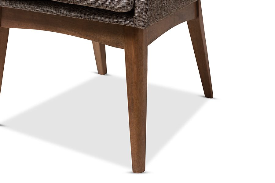 Nexus Mid-Century Modern Walnut Wood Finishing and Gravel Fabric Upholstered Dining Side Chair (Set of 2)