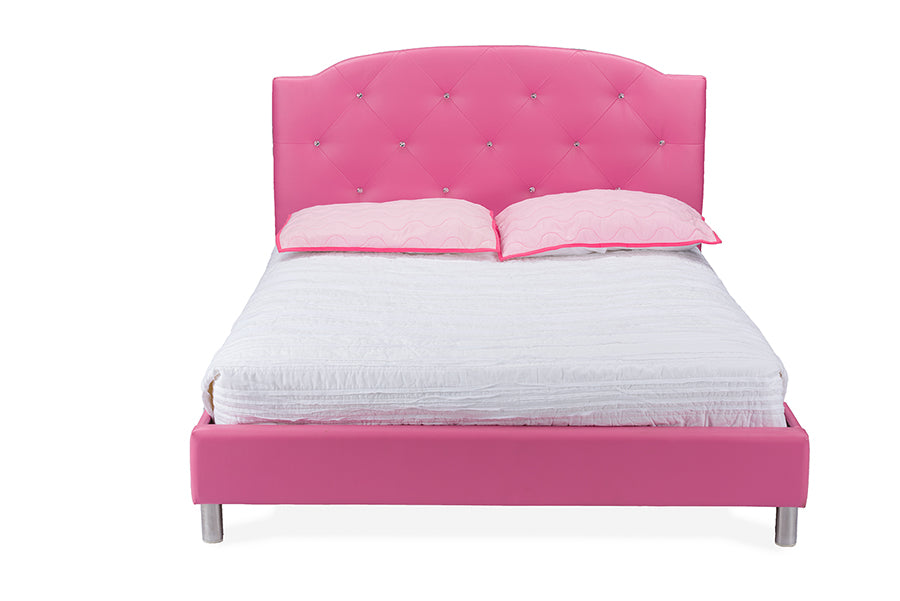 Canterbury Pink Leather Contemporary Full Size Bed