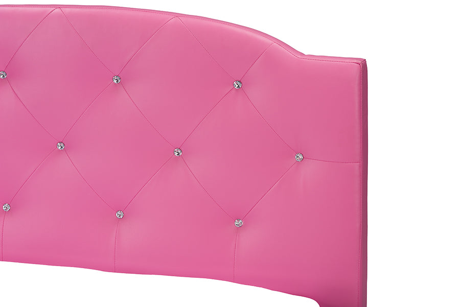 Canterbury Pink Leather Contemporary Full Size Bed
