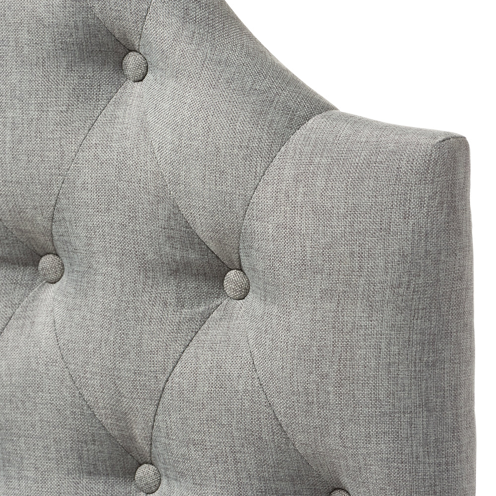 Morris Modern and Contemporary Grey Fabric Upholstered Button-Tufted Scalloped Twin Size Headboard