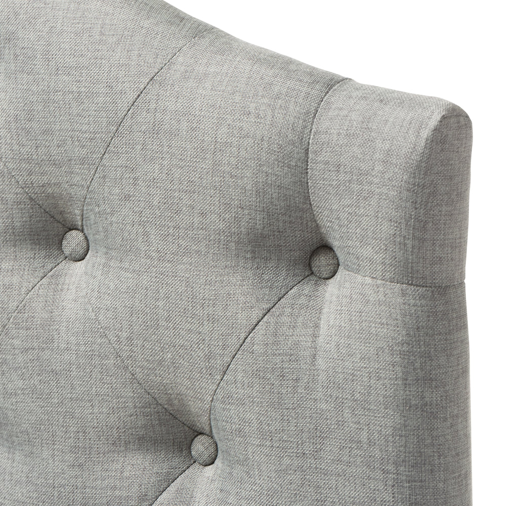 Myra Modern and Contemporary Grey Fabric Upholstered Button-Tufted Scalloped Twin Size Headboard