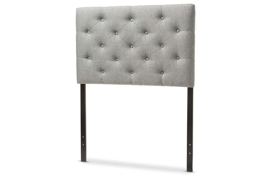 Viviana Modern and Contemporary Grey Fabric Upholstered Button-Tufted Twin Size Headboard