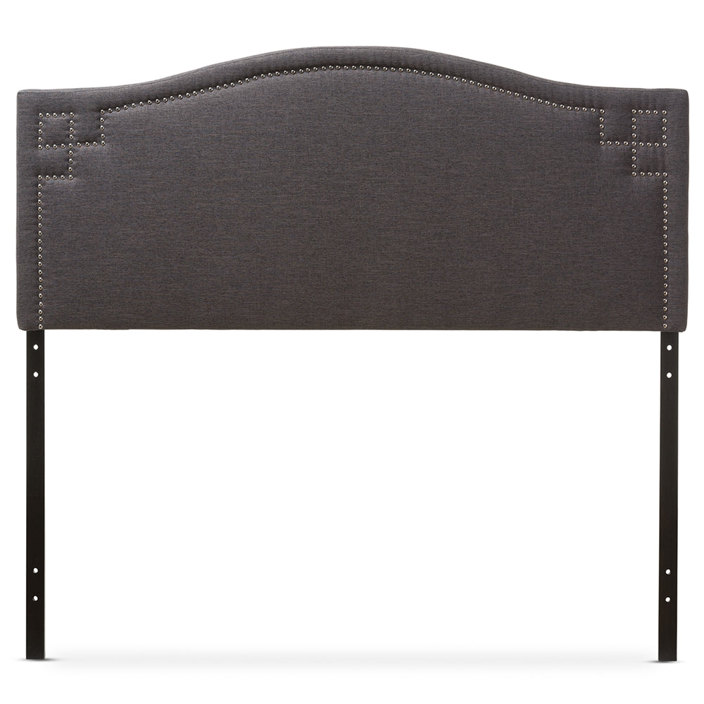 Aubrey Modern and Contemporary Dark Grey Fabric Upholstered Queen Size Headboard