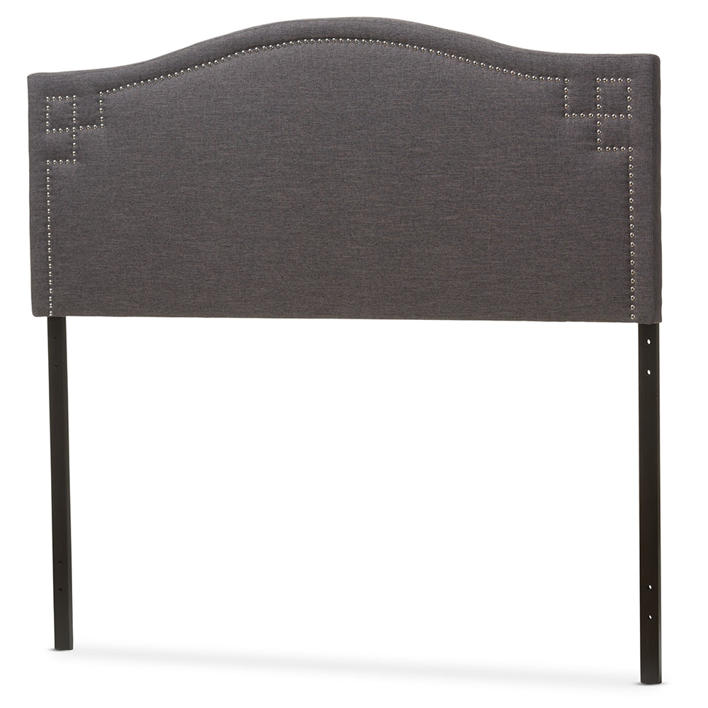 Aubrey Modern and Contemporary Dark Grey Fabric Upholstered Queen Size Headboard