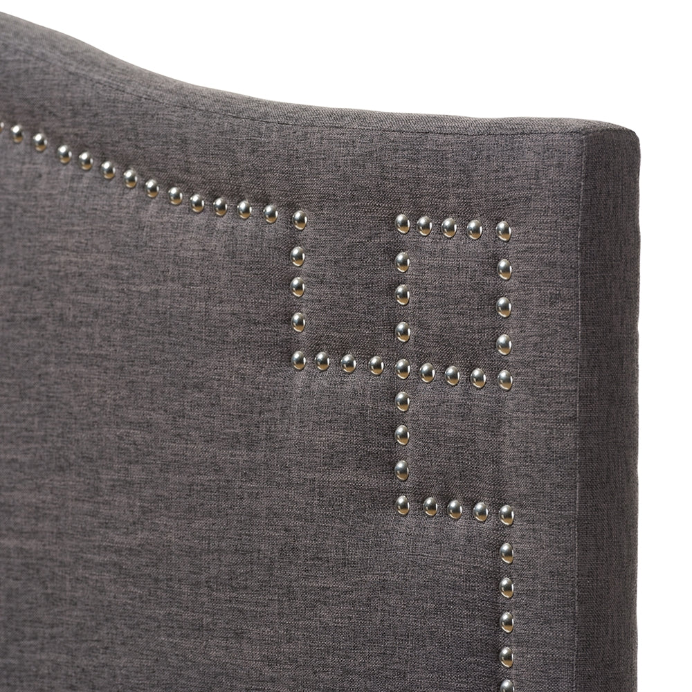 Aubrey Modern and Contemporary Dark Grey Fabric Upholstered Queen Size Headboard