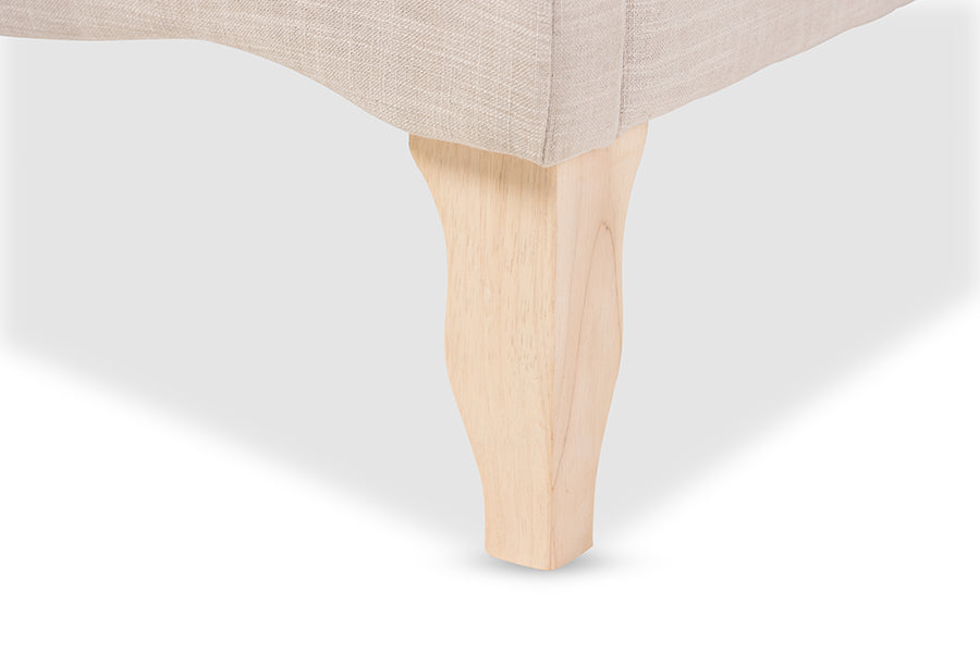 Fannie King Platform French Classic Modern in Beige Linen Fabric