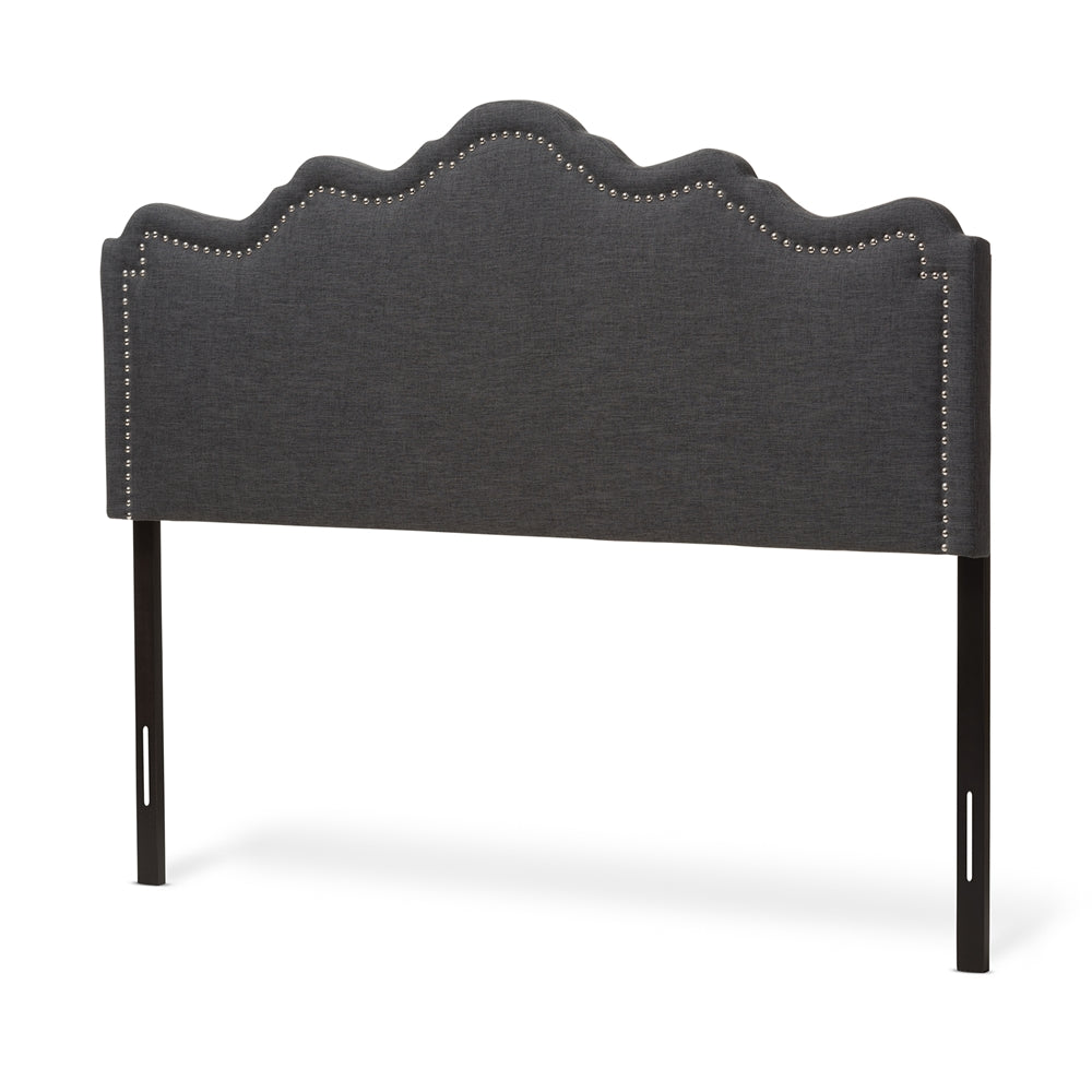 Nadeen Modern and Contemporary Dark Grey Fabric Full Size Headboard