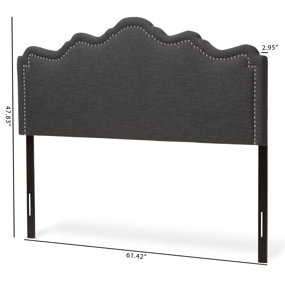 Nadeen Modern and Contemporary Dark Grey Fabric Queen Size Headboard