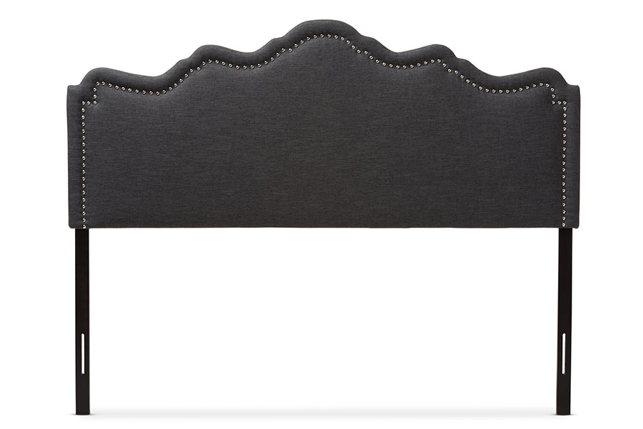 Nadeen Modern and Contemporary Dark Grey Fabric King Size Headboard