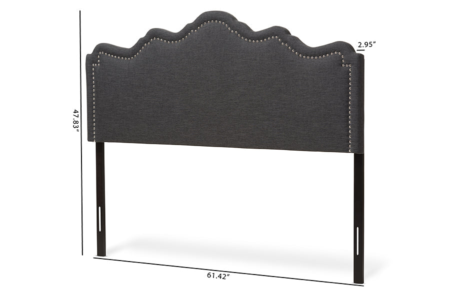 Nadeen Modern and Contemporary Dark Grey Fabric King Size Headboard