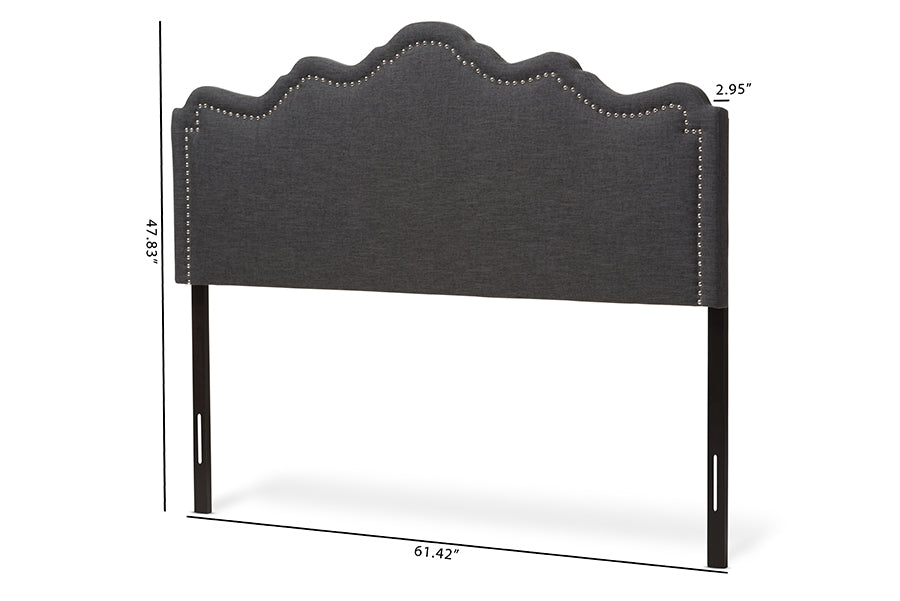 Nadeen Modern and Contemporary Dark Grey Fabric King Size Headboard