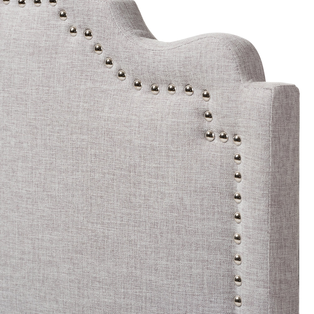 Nadeen Modern and Contemporary Greyish Beige Fabric Twin Size Headboard